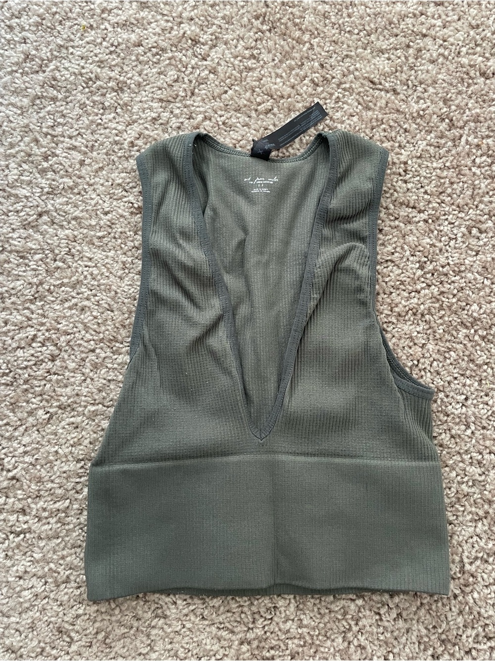 Urban Outfitters Ribbed Deep V Olive Green Women's Tank Top